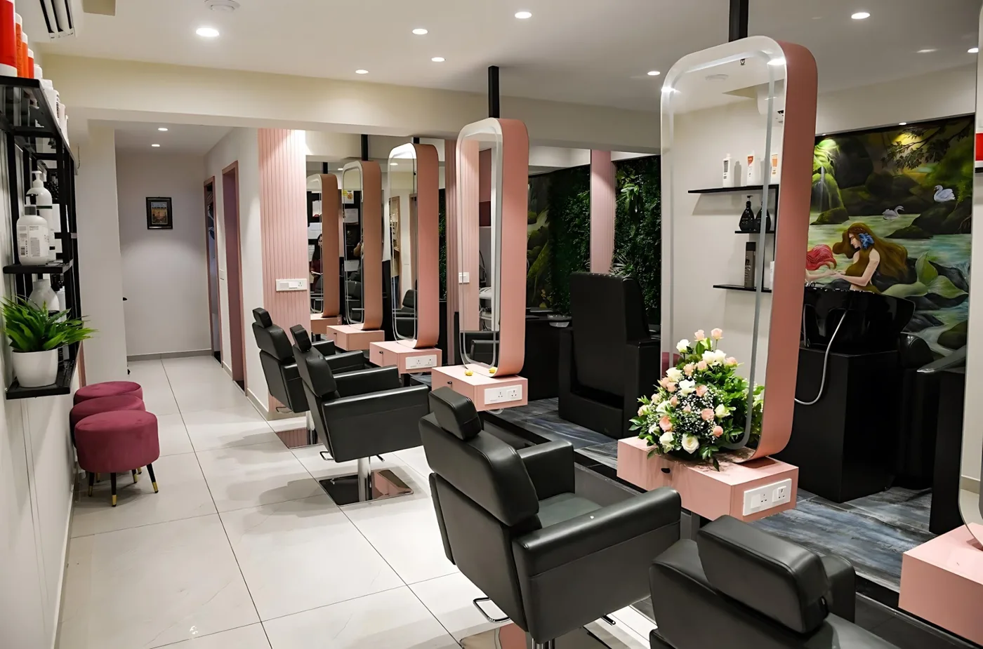 Salon treatment stations at Chetana's Beauty Lounge, Mangalore